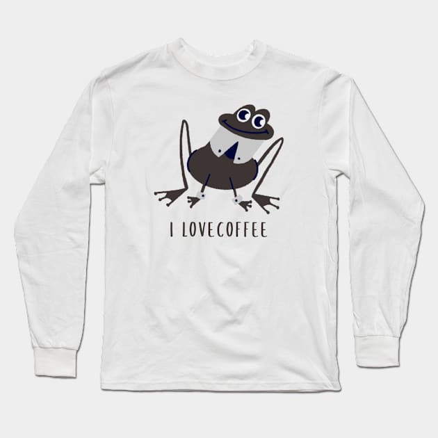 i love coffee funny  frog Long Sleeve T-Shirt by AA